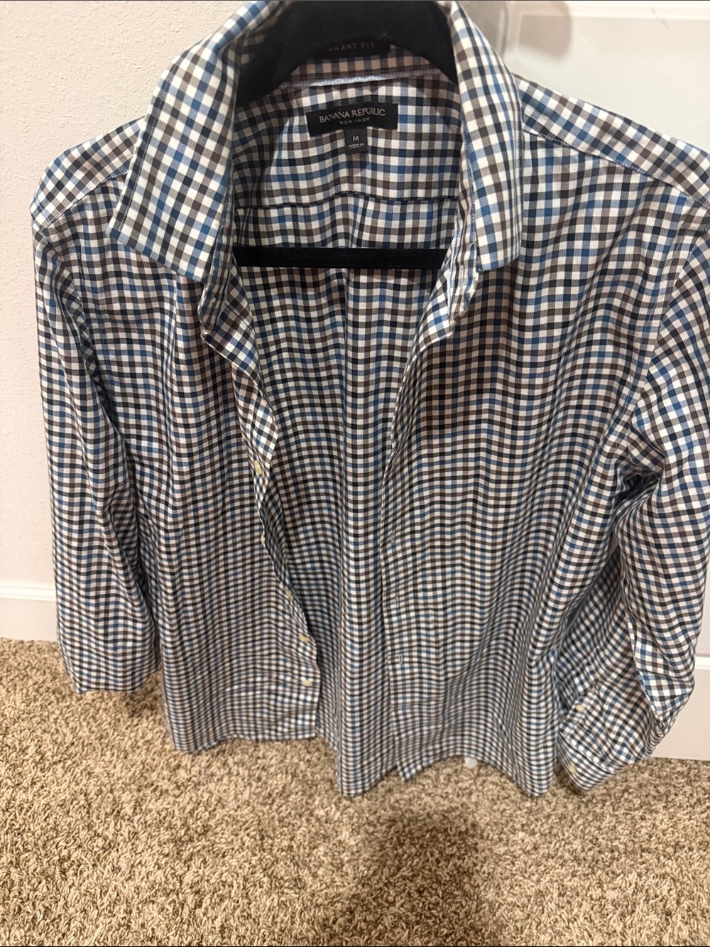 Banana Republic Blue and Brown Check Button-Down Shirt